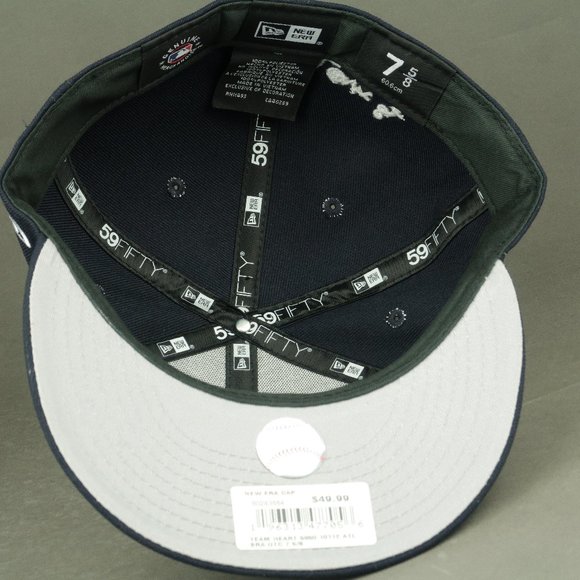 New Era 59Fifty MLB Atlanta Braves Team Heart Love Hustle Game Fitted Hat 7 5/8 - Picture 11 of 12